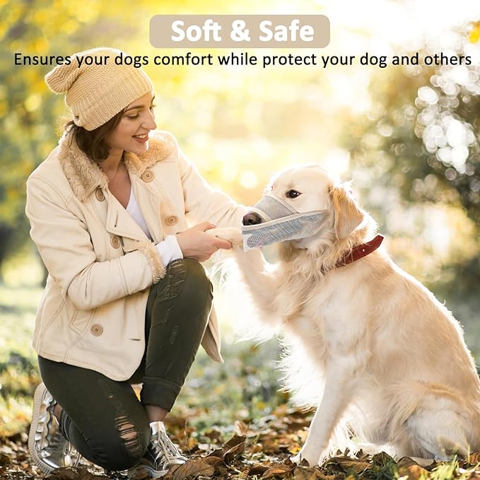 Crazy Felix Nylon Dog Muzzle for Small Medium Large Dogs, Air Mesh Breathable and Drinkable Pet Muzzle for Anti-Biting Anti-Barking Licking (XS, Beige)