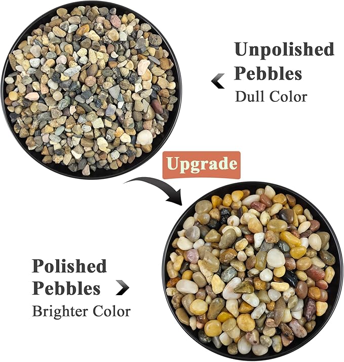 10 lbs Aquarium Pea Gravel, 3/8 Inch Polished Pebbles. Decorative Stones River Rocks for Succulent Soil Cover, Fish Yank, Vase and Outdoor Garden Landscaping