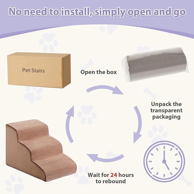 Dog Stairs for Small Dogs, 2-Steps Dog Ramp for Couch, Pet Stairs with Highly Supportive Foam and Non-Slip Bottom, Pet Steps for Cat & Doggie (High 11.8 Inch)