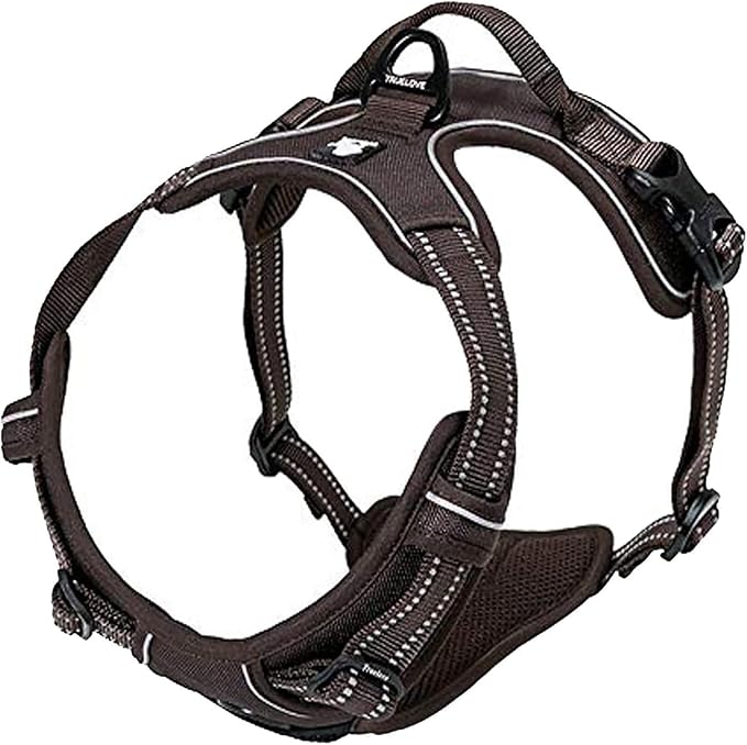 TRUE LOVE Adjustable No-Pull Dog Harness Reflective Pup Vest Harnesses Comfortable Control Brilliant Colors Truelove TLH5651(Brown,S)
