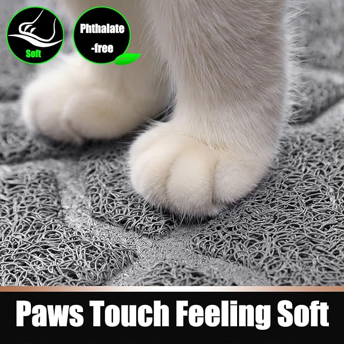 Yimobra Cat Litter Mat, 47"x36" Litter Box Mat with Litter Lock Mesh, Soft Cat Litter Mat Litter Trapping Mat, Easy to Clean, Non-Slip, Water Resistant, Litter Free Floors, Grey