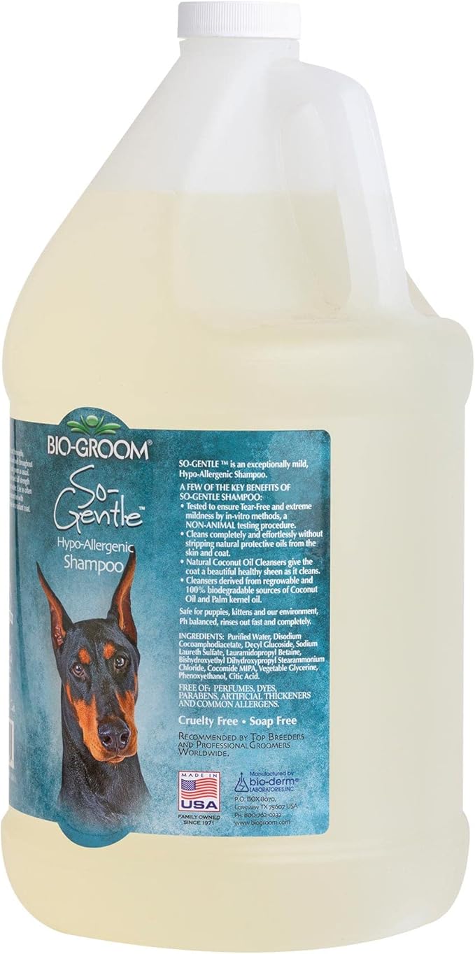 Bio-Groom So-Gentle Hypoallergenic Dog Shampoo - Tearless, Cat & Dog Bathing Supplies, Puppy Shampoo for Gentle Skin, Cruelty-Free, Made in USA, Tear-Free Dog Products - 1 Gallon