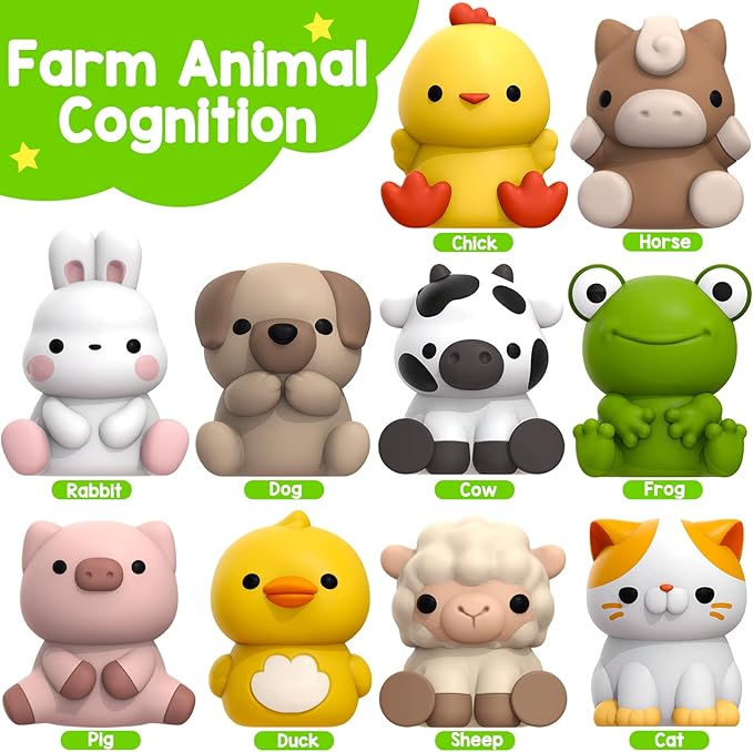 KMUYSL Toys for 1,2,3 Year Old Boys Girls, Farm Animals Toys Playset, Counting Skill, Color Matching, Christmas Birthday Easter Educational Gift for Baby Toddler Boys Girls Age 12-18 Months