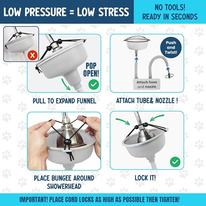 5-MinutePetBath Dog Bath Hose Attachment - Shower Head Accessory for Dog Washing - Low Stress Pet Shower - Portable Wash Station for Grooming, Rinse & Cleaning - Attachable Bathing Essential - Green