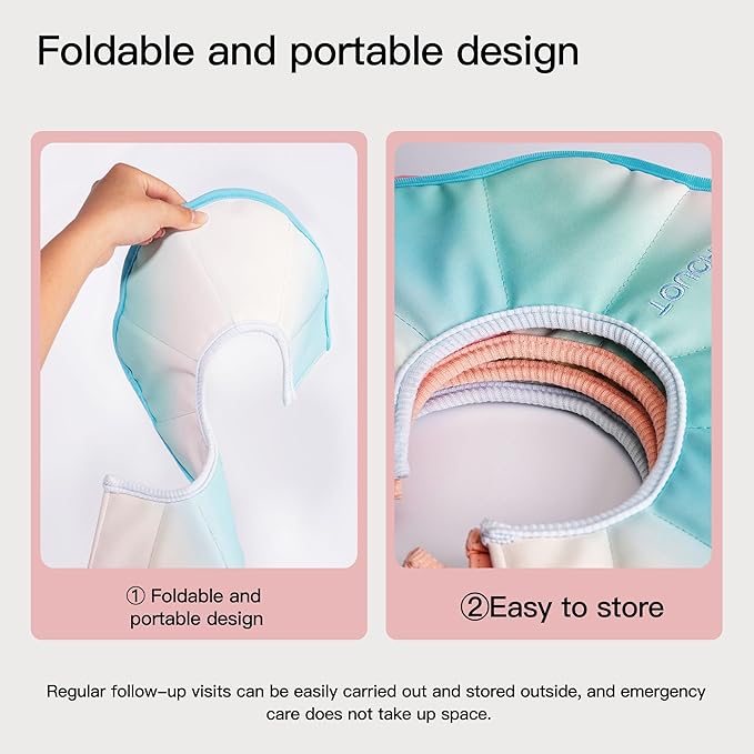Touchdog Foldable Dog Cone Collar for Cats & Dogs - Adjustable Soft Recovery Collar with Waterproof PU Coating, Lightweight Design, 24.5cm/9.6in Wide Barrier (Pink Gradient Color, XL)