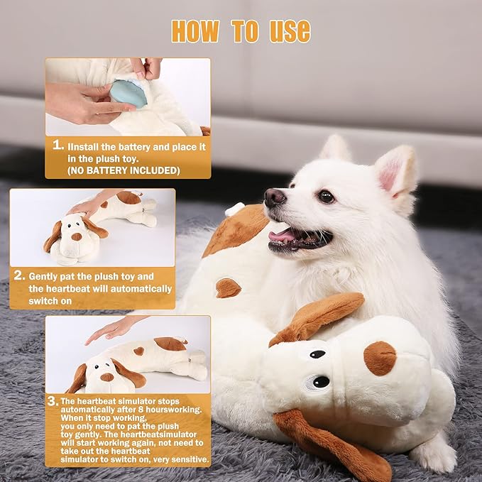 Heartbeat Dog Toy for Puppy- Helps for Dog Anxiety Relief and Calming Aid, Stuffed Animal Anxiety Calming Behavioral Aid Puppy Heartbeat Toy Sleep aid for Dogs Cats Pets