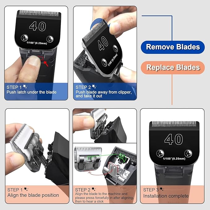 2PCS 5FC Blades Dog Grooming Blades Compatible with Andis/Oster A5/Wahl KM-10 Series Dog Clippers,Detachable Clipper Replacement Blade,Black(5FC/2PCS)