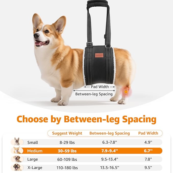 LOOBANI Portable Dog Sling for Back Legs, Hip Support Harness to Help Lift Dogs Rear for Canine Aid and Old K9 Cruciate Ligament Rehabilitation