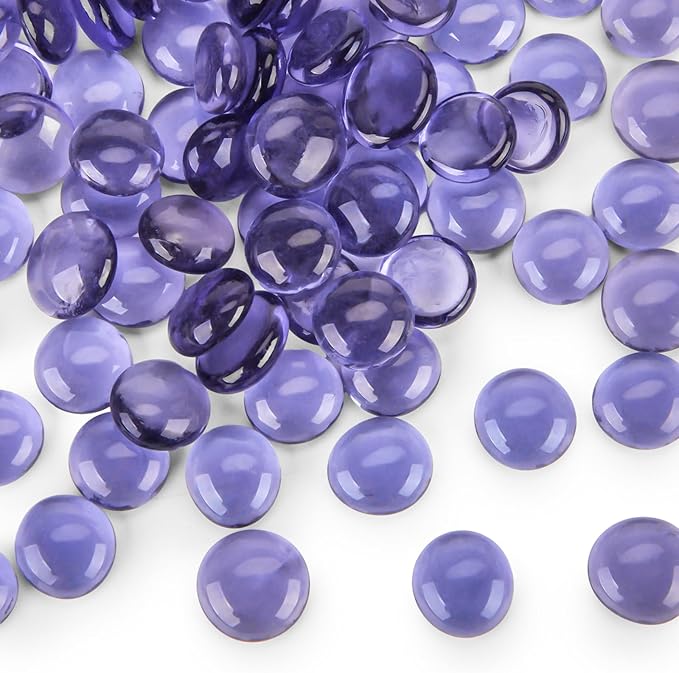 FUTUREPLUSX 1LB Purple Flat Glass Marbles, Purple Vase Filler, Glass Pebbles, Aquarium Rocks Fish Tank Beads for DIY Crafts Table Scatter Decor