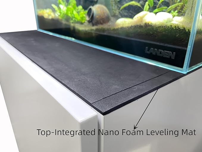 LANDEN Aquarium Wooden Stand and Cabinet for up to 72.2 Gal Tank, Fish Reptile Sea Salt WaterTank Stand, Nano Foam Leveling Mat Included, W47.2xD19.7xH31.5 in, Wooden Matte White Painted(Stand Only)