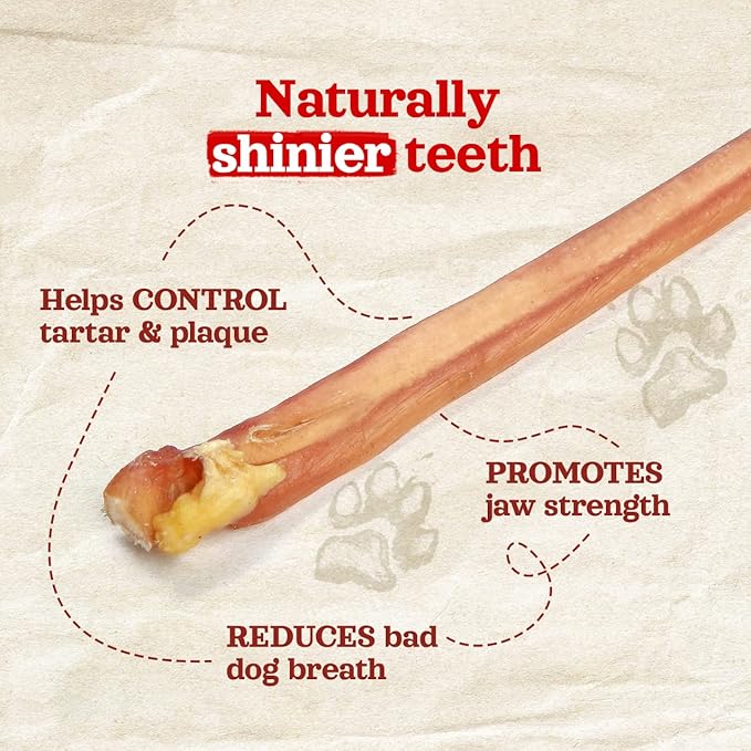 Natural Farm Odor-Free Thin Bully Sticks (12”, 25-Pack) All-Natural Long-Lasting Dog Chews, 100% Beef Pizzle, Grass-Fed, Grain-Free, Protein for Muscle Development & Energy, Perfect for Large Dogs