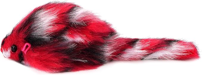 CHIWAVA 6PCS 3.1" Long Haired Furry Mice with Rattle Gradient Color Small Cat Toy Mouse Kitten Interactive Toy