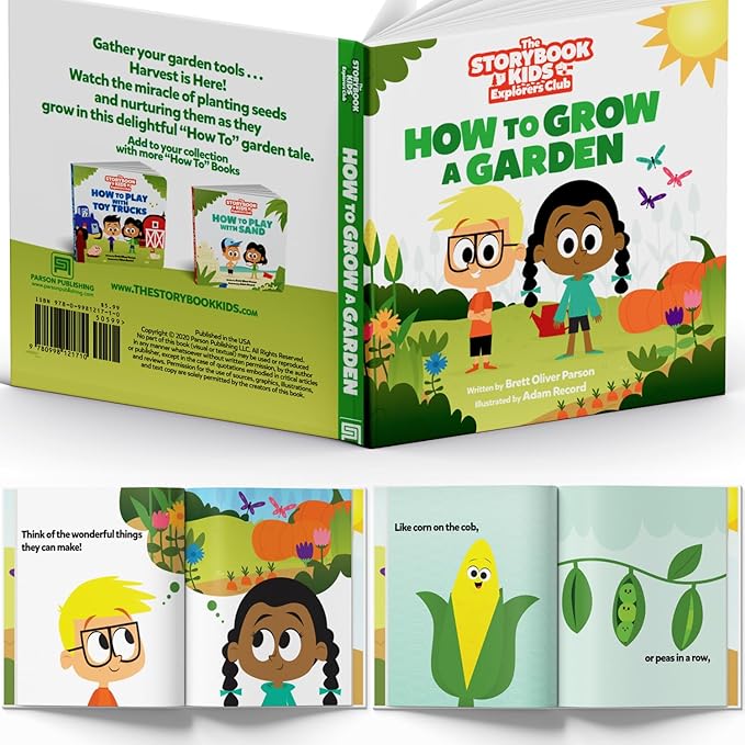 Floral Garden Kit Tools - Includes Sturdy Tote Bag, Watering Can, Gloves, Shovels, Rake, and Delightful Children's Book - Kids Garden Tool Set -Easter Gifts for Toddler Age on up