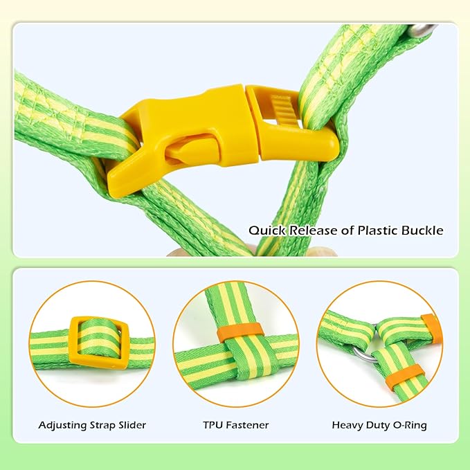 Stripe Step in Dog Harness for Small Dogs, Freedom Nylon Dog Halter Vests, Lightweight and Escape Proof Puppy Harness, Quick Fits for Small Medium and Large Dogs, Green XS