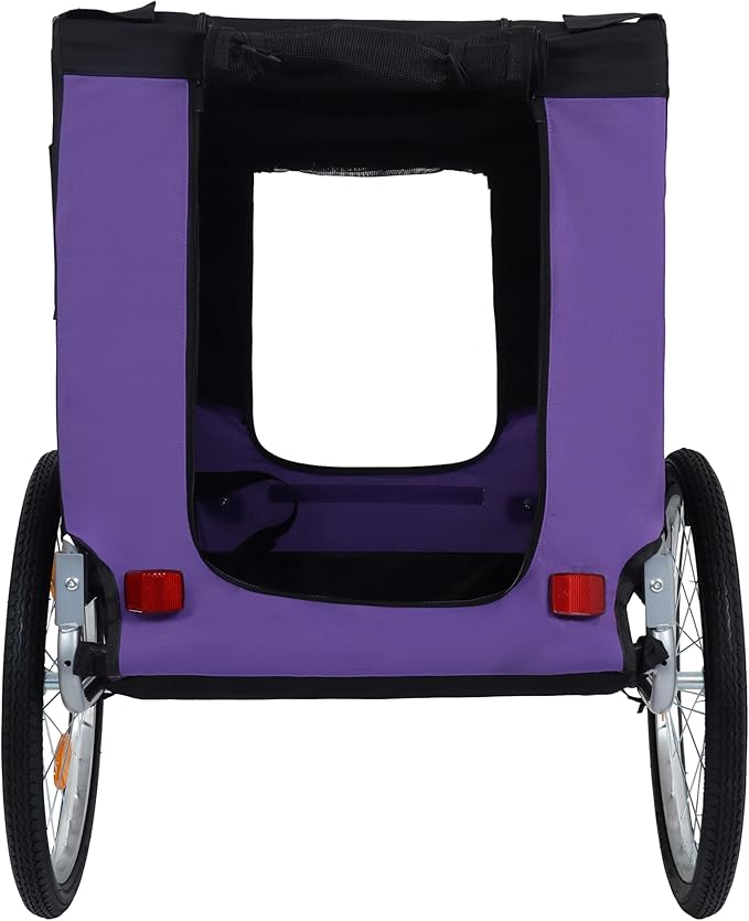 Blue-Grey Large Folding Bike Trailer for Dogs – Heavy-Duty Steel Frame, 66LB Capacity Pet Carrier for All-Terrain Cycling, Jogging & Camping Adventures!