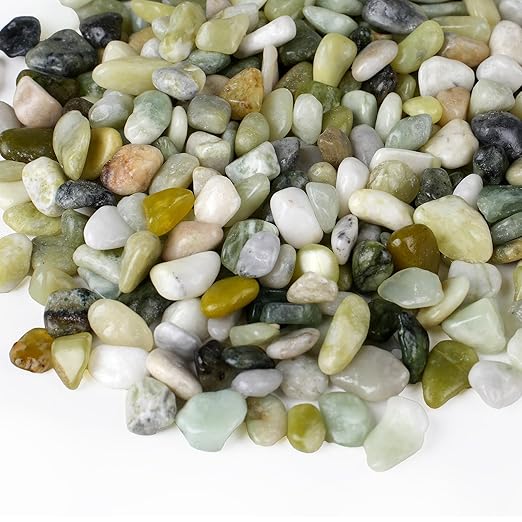 10 lbs Jade Pebbles for Indoor Plants, 3/8" Plant Rocks for Pots Indoor, Decorative Small Stones for Plants, Bamboo,Vase, Succulent, Highly Polished Small River Rocks