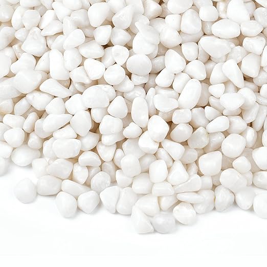 2.5 lbs Small White Rocks for Planters, 3/8" White Pebbles for Vases, Decorative Small Stones for Plants, Succulents, Bamboo, Terrarium, Landscape, Garden