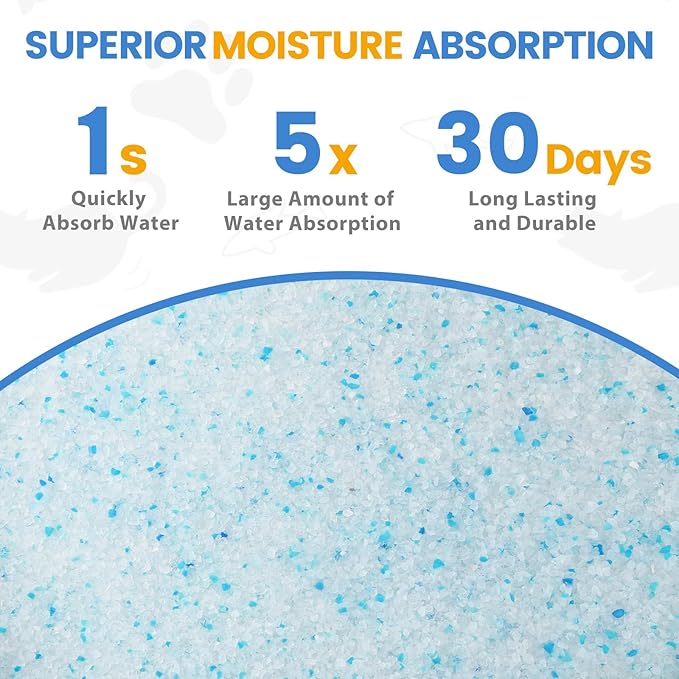 NEWORD Crystals Cat Litter Lightly Scented Litter Superior Odor Control 14 lbs Total (2 Pack of 7lb Bags) Soft-On-Paws Low Tracking Dust-Free Blue Silica Gel