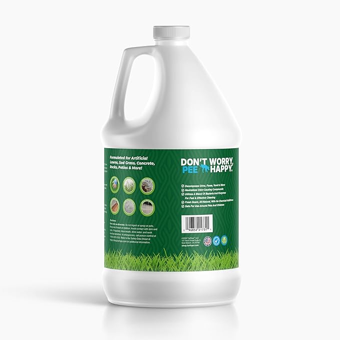 Urine & Odor Turf Detox: Gallon Refill of Professional Enzyme Cleaner & Odor Eliminator for Artificial Grass, Turf, Concrete, Patio & Kennels, Pet Urine Enzymatic Cleaner for Dogs & Cats