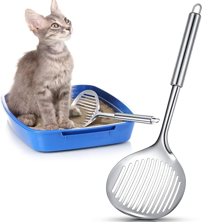 2 Pcs Cat Metal Litter Scoop Litter Scoop, Cat Accessories Scooper Stainless Steel Kitty Poop Sifting Cleaning for Litter Box, Metal Poop Sifter Pet Supplies