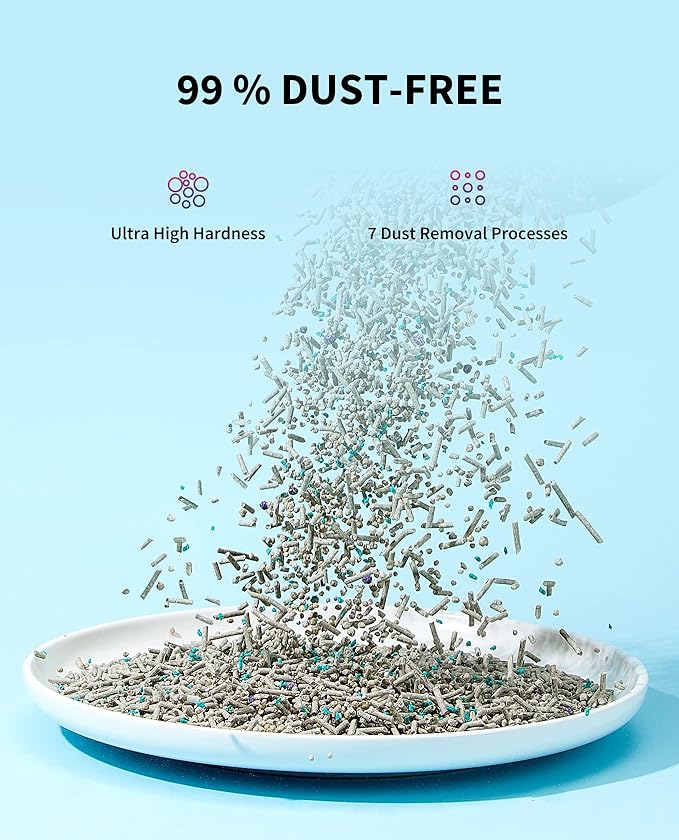 PETKIT Mixed Cat Litter Fast Clumping,Flushable,Ultra Absorbent, 100% Natural Ingredients Litter,Water Dissolvable,Really Dust-Free,Low Tracking Bentonite Tofu Litter ( 7.9 lb×4 Bags)