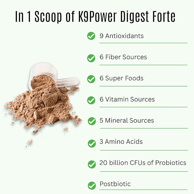 K9 Power Digest Forte for Dogs 1lb – Digestive, Immunity & Calming Support - Enhances Nutrient Absorption - Balances Gut Flora - Eases Discomfort & Boost Mood