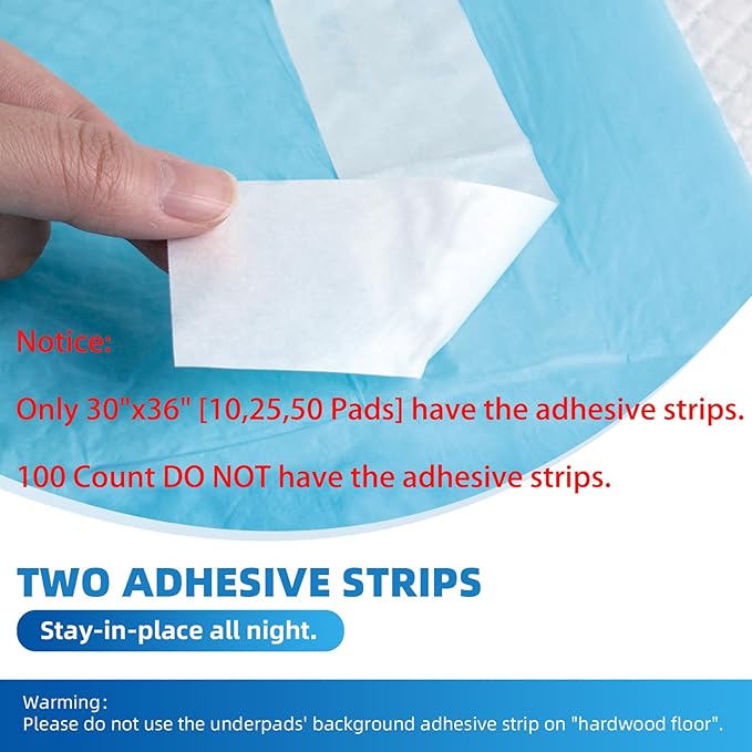 Bed Pads with Adhesive Strip 30"x36" Thicken Elderly Adults Incontinence Underpads Disposable,Heavy Duty Absorbent Chucks Waterproof,XL Extra Large Puppy Pee Training Pad[25 Pads]