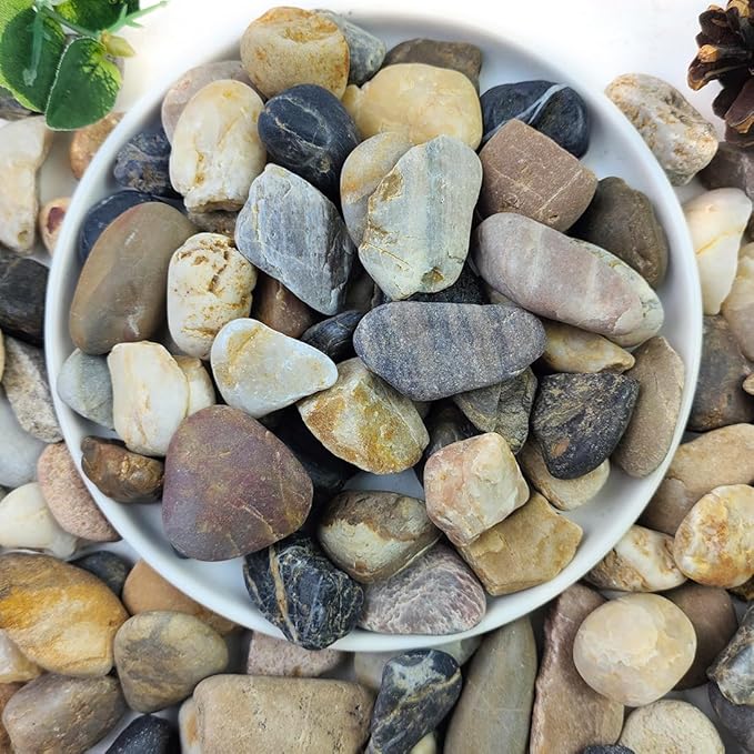 10lbs Aquarium Rocks, 5/8" Natural River Rocks for Plants Decorative Polished Mixed Pebbles for Fish Tank, Landscaping, Gardening, Flower Pots, Vase Fillers, Indoor Water Fountains