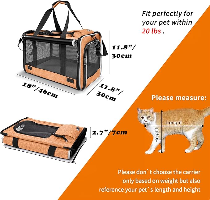 Dog Carry Bag for Puppy Pet Soft-Shell Portable Kennel Crate for 0-15 lbs Foldable Pomeranian Travel Cage Tea Cup Yorkie Carrier Purse Indoor Carrying Case Cat Supply Melon Tiny Dog Melon