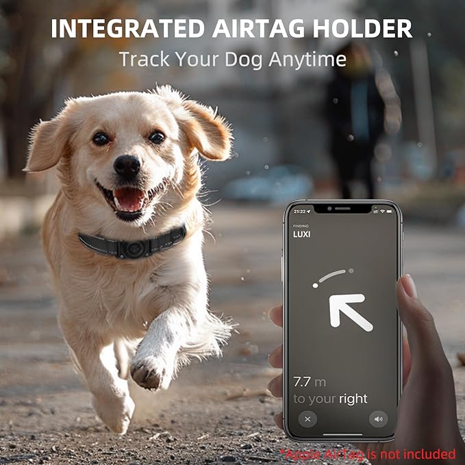 Airtag Dog Collar - 100% Waterproof Air tag Dog Collar Holder for Apple AirTag, Reflective, Soft Padded, Everlasting, GPS Dog Collar for Small Medium Large Dogs (Black, XL)