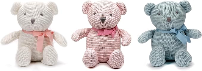 100% Organic Cotton Baby Teddy Bears Bulk for Baby Shower 6.5" (3pcs/Set)