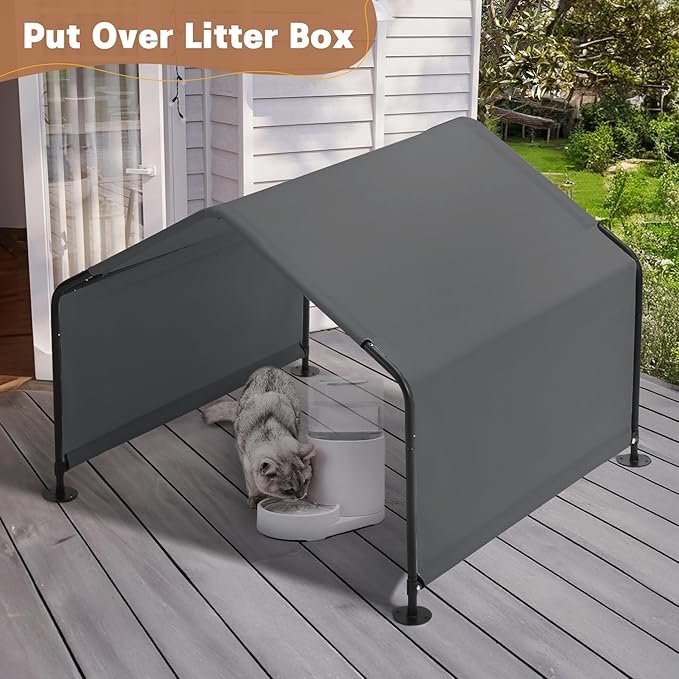 Dog Shade Shelter Outdoor 4'x4'x3' Tent for Large Medium Dogs, Outside Sun Rain Canopy Pet House for Livestock Pigs Cats with Waterproof Roof Ground Nails,Darkl Gray