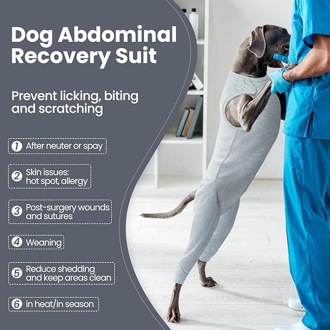 Nanaki Dog Wound Care Shirt,Dog Leg Sleeve to Stop Licking Rear Leg and Abdomen,Pet Surgery Suit Female Spay,Dogs Onesie for Surgery Female Male,Pet Surgical Recovery Suit Female Wound Heal Clothes