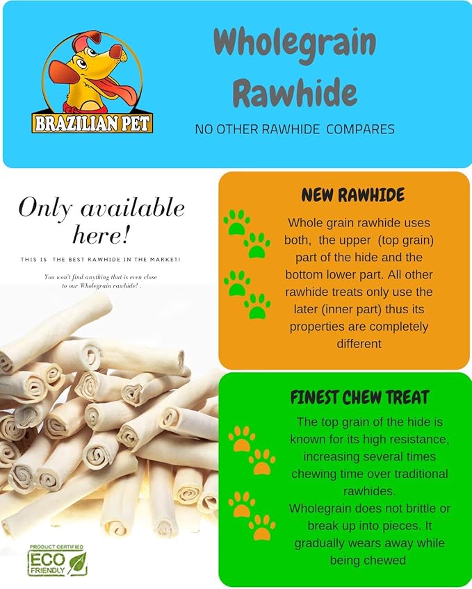 Brazilian Pet Premium Retriever Rolls 10-11 inches (10 Pack),100% Natural Dog Treat Chew. No Artificial Preservatives