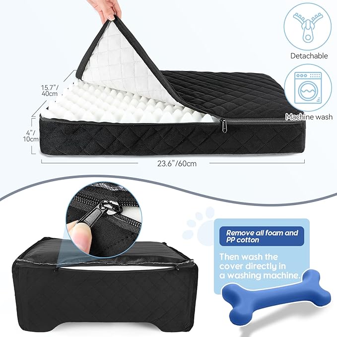 Dog Car Seat for Medium/Large Dogs,Dog Booster Seat for Dog Under 50lbs or 2 Small Dogs, Detachable and Washable Pet Car Seat,Multi-Functional Travel Dog Bed & Dog Sofa(Black)