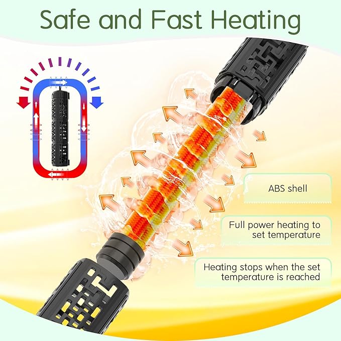 AQQA Fish Tank Heater,Aquarium Heater 50W 150W 250W 400W 500W 800W for 3-220 Gal,Set Temperature 59℉-93℉ Temperature Accuracy,Out of Water or High Temperature Automatic Power Off (500W to 80-130 gal)