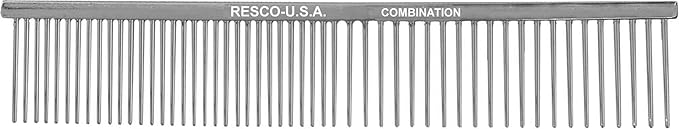 Resco US-Made Combination Comb for Dogs and Cats, Chrome