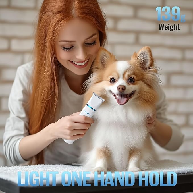 3-in-1 Dog & Cat Grooming Kit - Rechargeable Cordless Pet Hair Clippers with Nail Grinder & Paw Trimmer & 5 Guide Combs, Low Noise Dog Clippers for Grooming Small Medium Pets