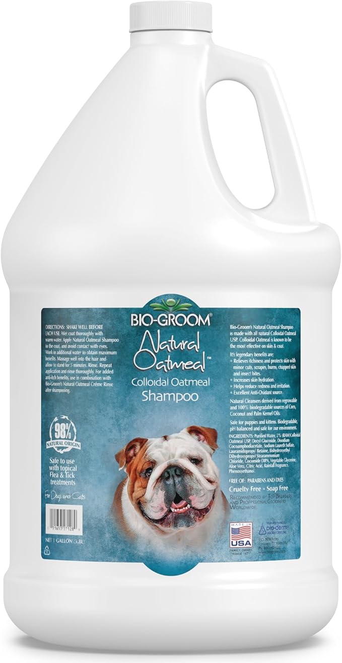 Bio-Groom Oatmeal Dog Shampoo – for Allergies and Itching, Cruelty-Free, Dog Bathing Supplies, Puppy Shampoo for Sensitive Skin, Made in USA, Anti-Itch Dog Products – 1 Gallon
