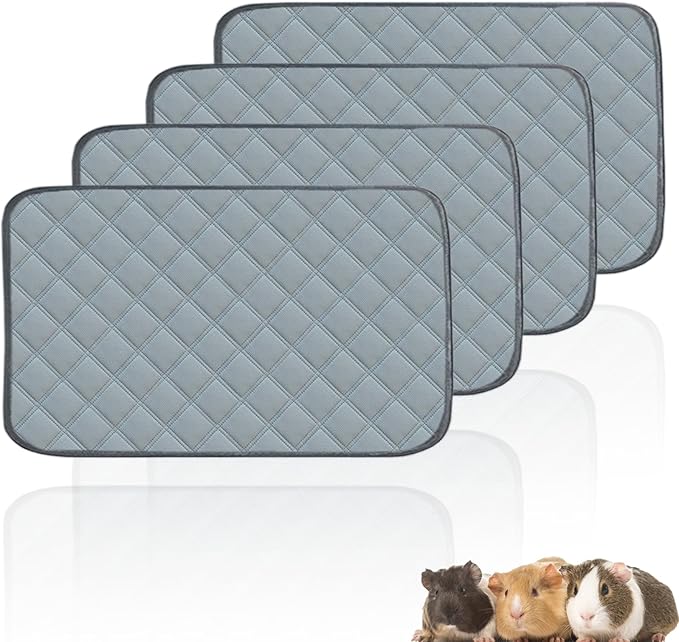 4 Pack Guinea Pig Cage Liners for C&C 2x1 Habitat Washable Guinea Pig Bedding Super Absorbent | Waterproof | Non Slip| Reusable Guinea Pig Pee Pads for Small Animals Cages-28 x 14 Inch