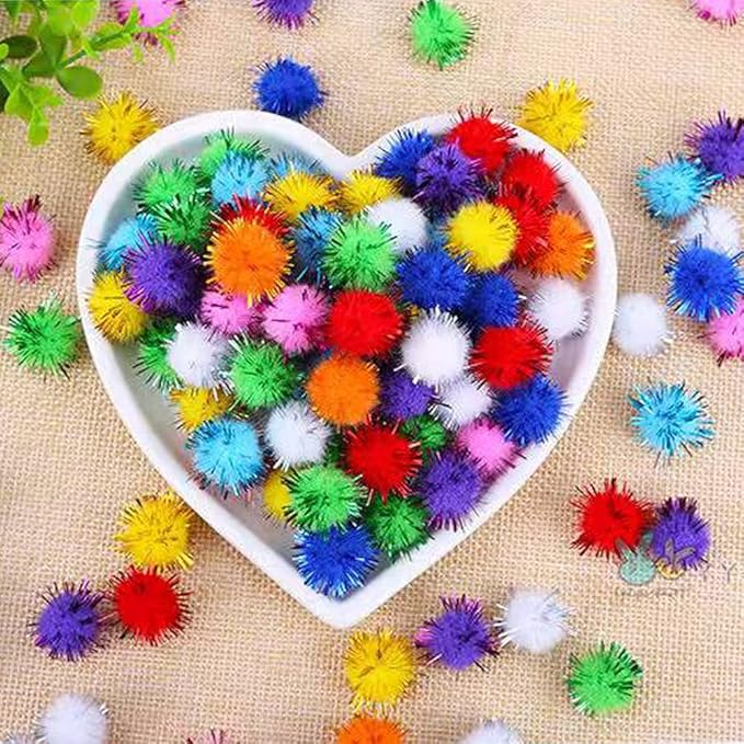 30Pcs 1.2inch/3cm Sparkle Balls for Cats - Interactive Toy Pom Pom Fuzzy Tinsel Cat Balls for Indoor Play (Mixed Colour)