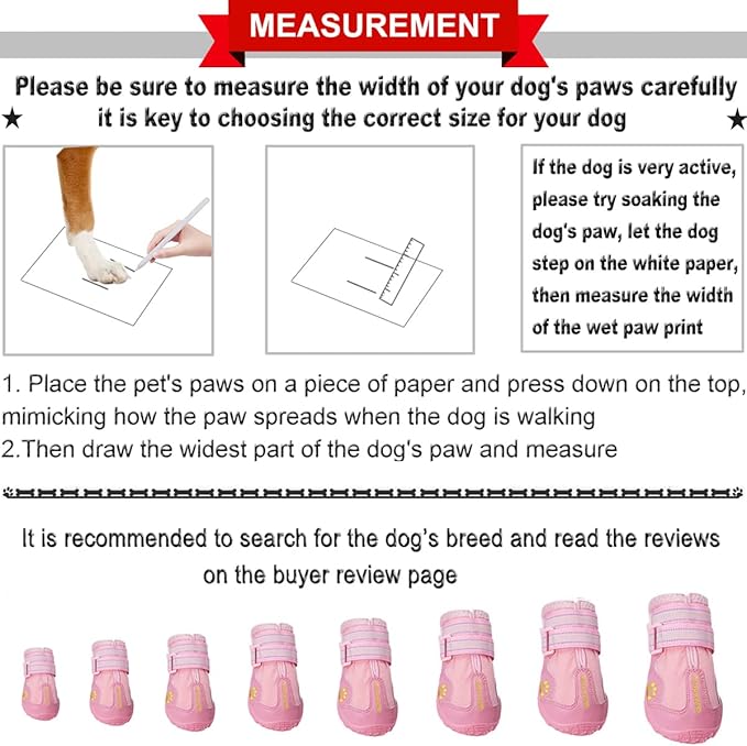 QUMY Dog Shoes for Large Dogs, Medium Dog Boots & Paw Protectors for Winter Snowy Day, Summer Hot Pavement, Water-Resistant in Rainy Weather, Outdoor Walking, Indoor Hardfloors Skid-Resistant Sole