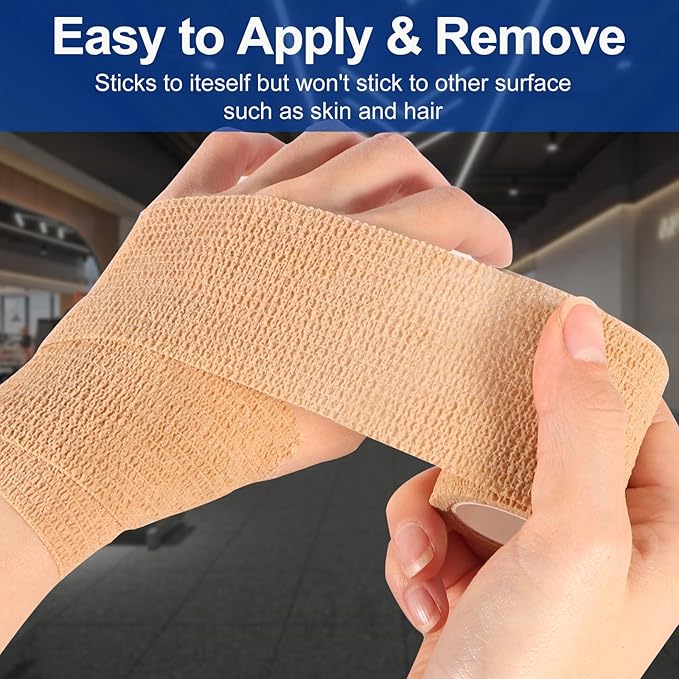 LDIWEE 24 Pack 4 Inch Self Adhesive Bandage Wrap - 5 Yard Cohesive Athletic Tape for First Aid, Medical, Sports, Ankle Wrist Sprains, Vet Wrap (Brown)
