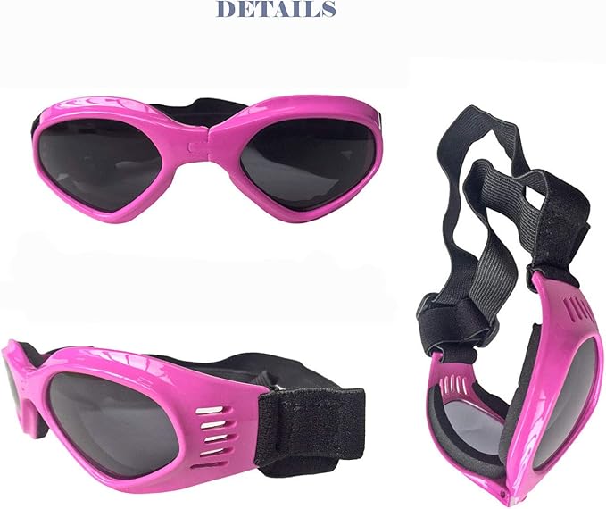 LECONPET Small Dog Sunglasses Waterproof Windproof UV Protection Pet Sunglasses Dog Goggles for Doggy Puppy Cat (Pink)