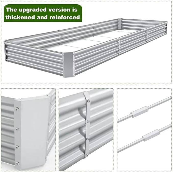 Land Guard 12×4×1ft Galvanized Raised Garden Bed Kit for Vegetables 2 Pack, Galvanized Super Large Metal Planter Raised Garden Boxes Outdoor