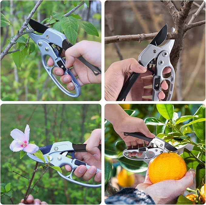 Ultra Sharp Germany Steel Pruning Shears - Cuts 3X Easier, Weak Hand Arthritis Snips, Rust-Resistant, Effortlessly 1-Inch Cut Capacity Garden Scissors, Ergonomic Handle (Black)