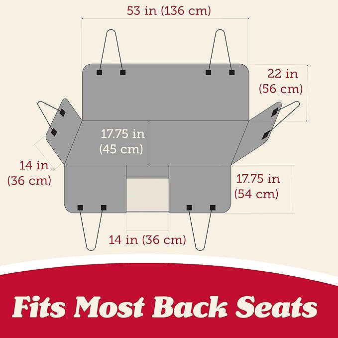 Lusso Gear Dog Car Seat Cover for Back Seat - 100% Waterproof Dog Hammock - Padded Headrest and Mesh Window - Passenger Compatible Rear Car Seat Cover - Fits Trucks, SUVs, Cars