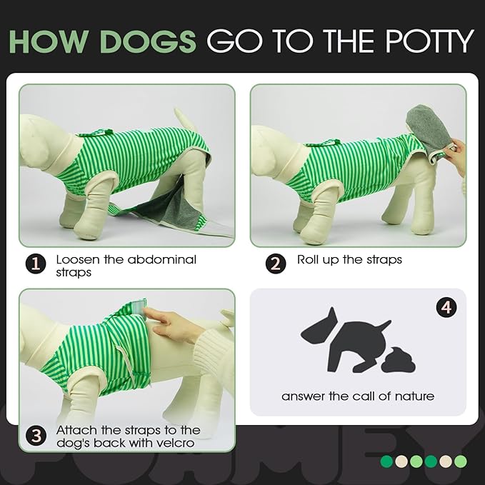 FUAMEY Dog Recovery Suit Male,Dogs Surgery Neuter Suits Puppy Spay Shirts for Female Protect Dog's Skin Anti Licking Abdominal Wounds Doggie Onesie Pet Bodysuit Alternative to Cone Green Stripes XL