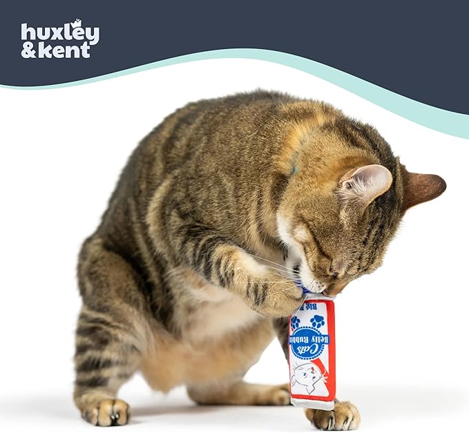 Huxley & Kent Plush Cat Toy - Interactive Catnip Toy for Cats & Kittens - Soft Kitty Toy with Crinkle & Catnip - Fun Indoor Play Toy - Belly Rubbin