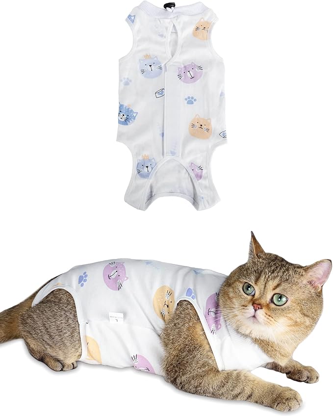 ANWA Cat Recovery Suit - Breathable Cat Onesie for Cats After Surgery Female, Kitten Surgery Recovery Suit Female Abdominal Wounds